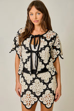 Load image into Gallery viewer, Mystree Crochet Scallop Hem Cardigan in Black (TOP ONLY)
