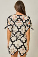 Mystree Crochet Scallop Hem Cardigan in Black (TOP ONLY)