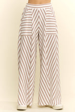 Load image into Gallery viewer, Jade by Jane Contrasting Stripe Wide Leg Flowy Pants in Taupe
