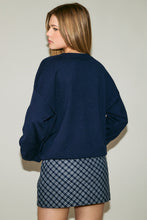 Load image into Gallery viewer, Le Lis Knit Sweater with Goldendoodle Puppy Graphic Front in Navy
