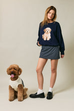 Load image into Gallery viewer, Le Lis Knit Sweater with Goldendoodle Puppy Graphic Front in Navy
