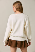 Le Lis Dog in a Sweater Graphic Knit Sweater in Ivory
