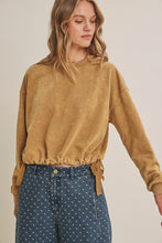Load image into Gallery viewer, In February Soft Faded Mineral Washed Sweatshirt With Cinched Waist in Camel
