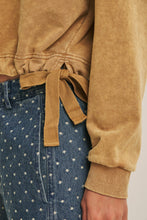 Load image into Gallery viewer, In February Soft Faded Mineral Washed Sweatshirt With Cinched Waist in Camel
