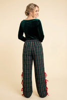 Heimish Plaid Drawstring Jogger Pants With Side Tie Detail in Hunter Green