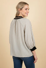 Load image into Gallery viewer, Heimish Striped Top With Contrast Geometric Trim in Cream
