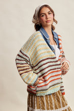 Load image into Gallery viewer, Listicle Chunky Multi Stripe Knit Cardigan in Rust Multi
