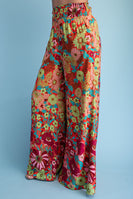 GiGio Retro Floral Flare Wide Leg in Multi