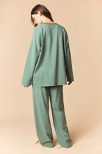 Load image into Gallery viewer, Peach Love OVERSIZED Striped Top And Wide Pants Set in Hunter Green
