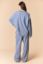 Load image into Gallery viewer, Peach Love OVERSIZED Striped Top And Wide Pants Set in Dusty Blue
