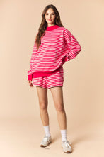 Load image into Gallery viewer, Peach Love Brushed Knit Striped Set in Coral /Light Pink
