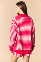 Peach Love Brushed Knit Striped Set in Coral /Light Pink