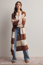 Load image into Gallery viewer, Forte Striped Longline Knit Cardigan in Brown
