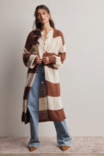 Load image into Gallery viewer, Forte Striped Longline Knit Cardigan in Brown
