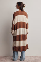 Load image into Gallery viewer, Forte Striped Longline Knit Cardigan in Brown

