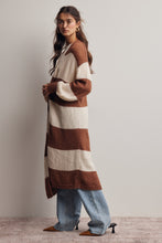 Load image into Gallery viewer, Forte Striped Longline Knit Cardigan in Brown
