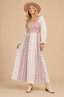 J.nna Mixed Multi Floral Maxi Dress in Red Multi