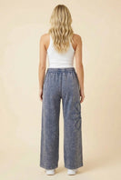 Heimish Floral Applique Drawstring Waist Wide Leg Lounge Pants in Denim