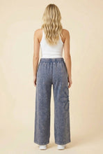 Load image into Gallery viewer, Heimish Floral Applique Drawstring Waist Wide Leg Lounge Pants in Denim
