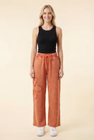 Heimish Floral Applique Drawstring Waist Wide Leg Lounge Pants in Terracotta