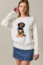 Load image into Gallery viewer, Le Lis Knit Sweater with Beagle Dog Graphic Front in White
