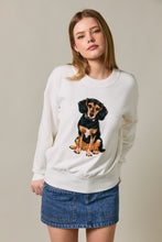 Load image into Gallery viewer, Le Lis Knit Sweater with Beagle Dog Graphic Front in White
