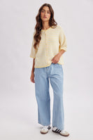 Wishlist Stripe Short Sleeve Cardigan in Daisy/Cream