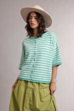Load image into Gallery viewer, Wishlist Stripe Short Sleeve Cardigan in Green/White
