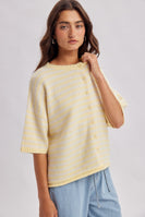 Wishlist Stripe Short Sleeve Cardigan in Daisy/Cream