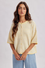 Load image into Gallery viewer, Wishlist Stripe Short Sleeve Cardigan in Daisy/Cream
