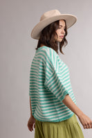 Wishlist Stripe Short Sleeve Cardigan in Green/White