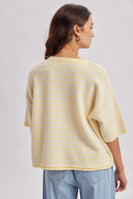 Wishlist Stripe Short Sleeve Cardigan in Daisy/Cream