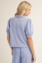 Load image into Gallery viewer, Jodifl Mineral Washed Front Button Closure Top in Blue
