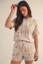 Load image into Gallery viewer, LovLov Whispered Meadow Patchwork Hooded Top And Shorts Set in Oatmeal Floral
