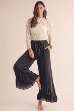 Load image into Gallery viewer, LovLov Romantic Lace Whisper Wide Leg Pants in Charcoal Black
