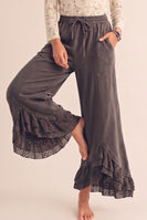 LovLov Romantic Lace Whisper Wide Leg Pants in Mocha Mousse