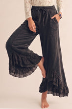 Load image into Gallery viewer, LovLov Romantic Lace Whisper Wide Leg Pants in Charcoal Black
