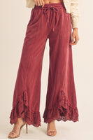 LovLov Romantic Lace Whisper Wide Leg Pants in Dusty Rose