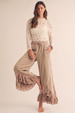 Load image into Gallery viewer, LovLov Romantic Lace Whisper Wide Leg Pants in Latte
