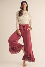 Load image into Gallery viewer, LovLov Romantic Lace Whisper Wide Leg Pants in Dusty Rose
