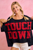 BiBi Gameday Theme Polka Dot Patches Short Sleeves Top in Black/Red