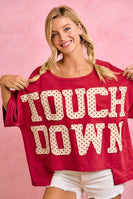BiBi Gameday Theme Polka Dot Patches Short Sleeves Top in Red/Ivory