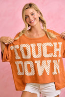 BiBi Gameday Theme Polka Dot Patches Short Sleeves Top in Orange/Ivory