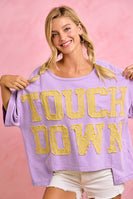 BiBi Gameday Theme Polka Dot Patches Short Sleeves Top in Soft Purple/Lemon