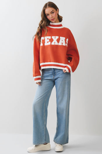 TCEC Texas Lettering Cropped Sweatshirt in Orange