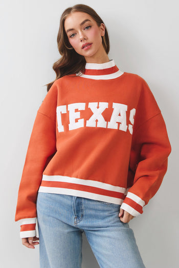 TCEC Texas Lettering Cropped Sweatshirt in Orange