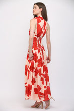 Load image into Gallery viewer, FATE Bold Floral Print Halter Neckline Maxi Dress in Pale Peach Orange
