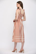 Load image into Gallery viewer, FATE Striped Midi Dress with Heart Patched Pockets in Cream Rust
