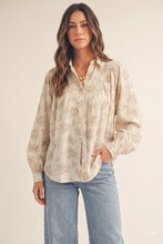 Load image into Gallery viewer, LovLov OVERSIZED Floral Button Down Top in Oatmeal
