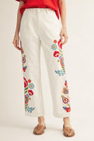 Jodifl Embroidered High Waist Pants in White